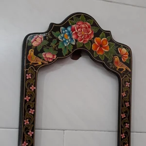 Hand-Painted Wooden Mirror – Qajar-Style Floral & Bird Design, Gift & Home Décor