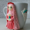 Thumbnail 2: Handcrafted Ceramic Mug with Muslim Girl Figurine – Elegant Polymer Clay Design for Daily Use & Gift Giving