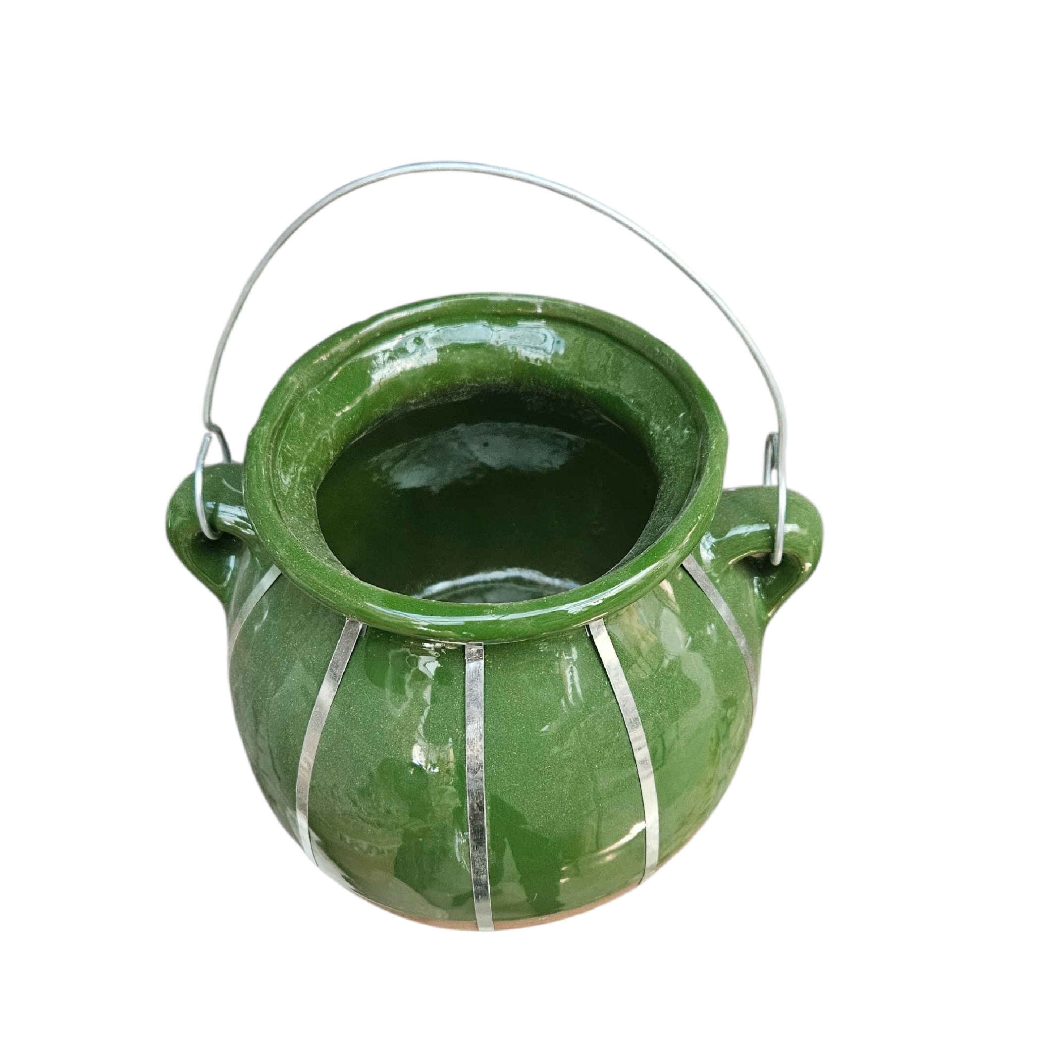Handcrafted Persian Casserole Pottery Dizi Pot with Metal Handle – Ideal for Dizi, Soups & Stews