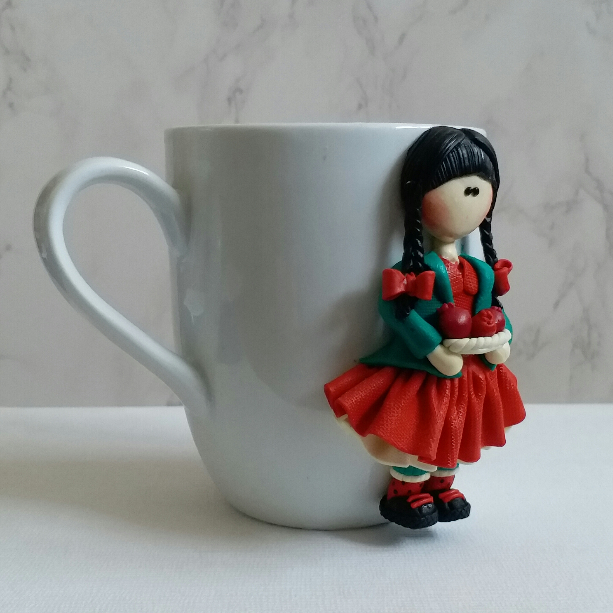 Handcrafted Yalda Night Ceramic Mug with Polymer Clay Art – A Cozy Choice for Hot and Cold Drinks