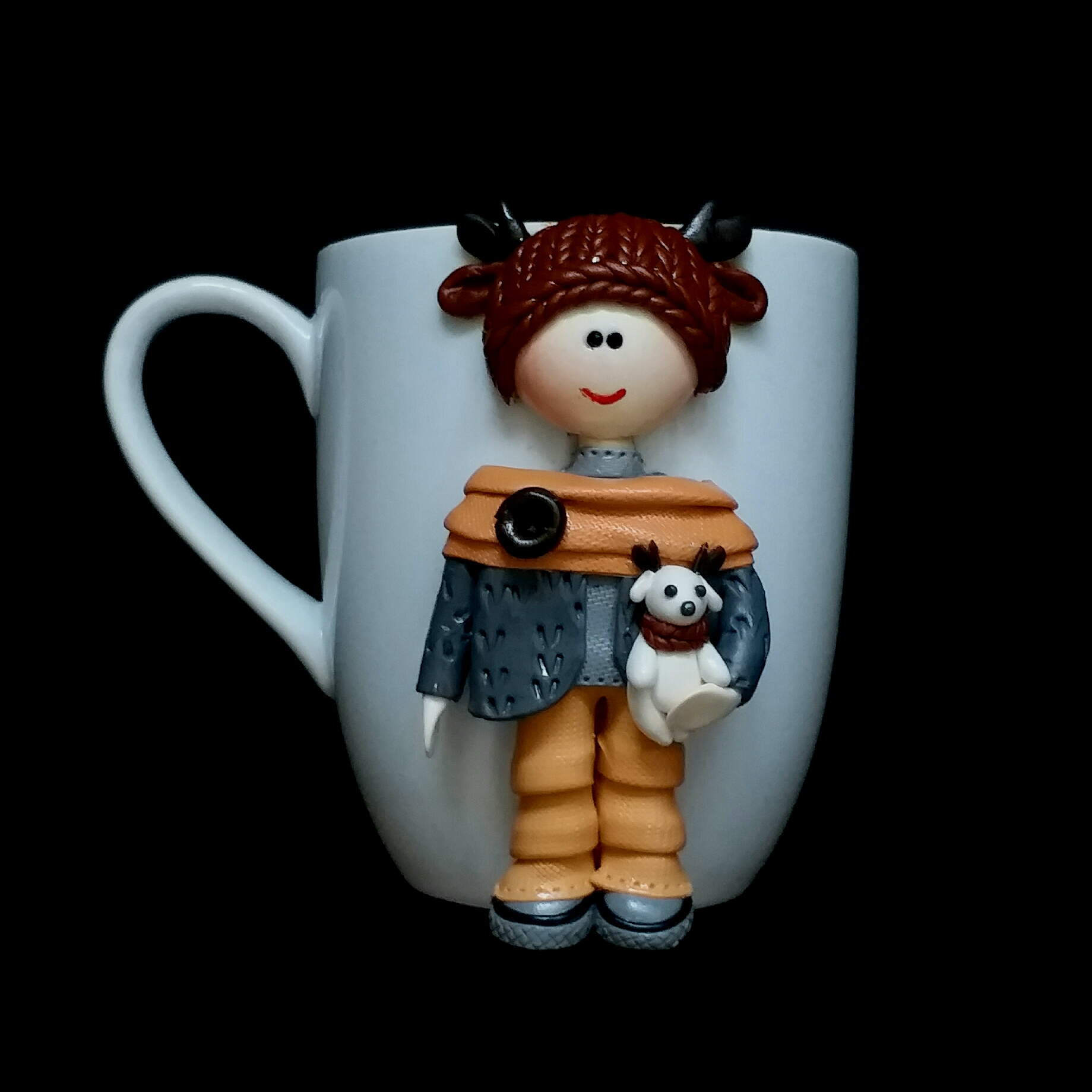 Main image of Handmade Ceramic Mug Featuring Boy Doll – Ideal for Tea, Coffee & Cold Drinks