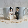 Thumbnail 4: Handmade Ceramic Mug Set – Bride & Groom Figurines, Romantic Gift for Couples