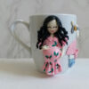 Thumbnail 2: Handmade Ceramic Mug with Pregnant Woman Figure – Unique Polymer Clay Decoration for Hot & Cold Drinks
