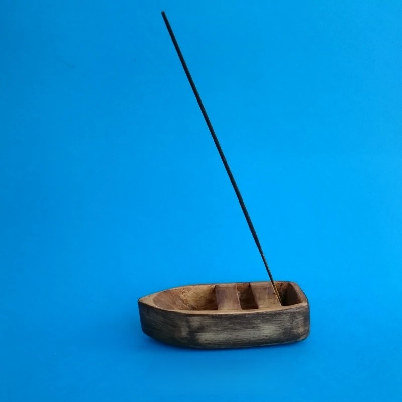Handmade Wooden Incense Boat – Stick Holder & Burner for Tranquility