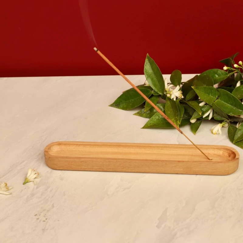 Main image of Handmade Wooden Oval Incense Holder – Stick Burner for Relaxation