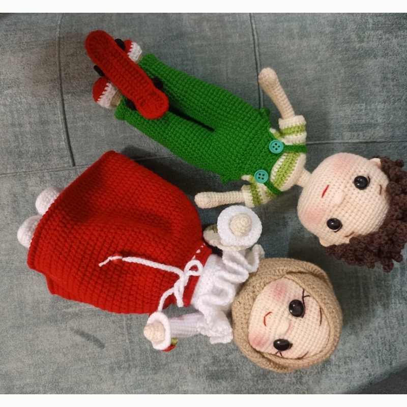 Handwoven Amigurumi Crochet Hijab Doll Set – Girl & Skateboarder Boy | Fabric Toy for Play & Taklif Ceremony