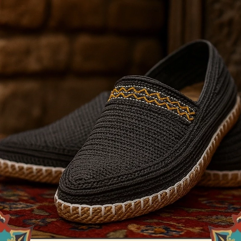 Main image of Lightweight and Breathable Hemp Giveh Shoes with Zigzag Design – A Touch of Persian Tradition