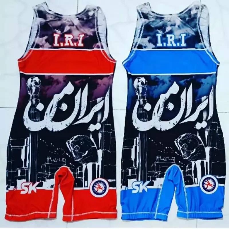 Men’s Iranian Wrestling Singlet with Persepolis Pattern – Professional Iranian Sportswear