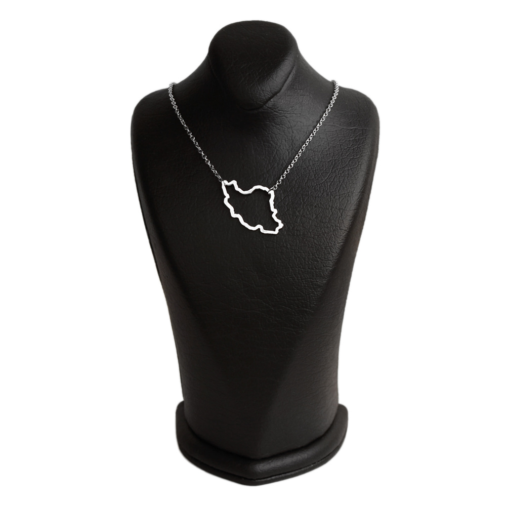Main image of Minimalist Iran Topographic Map Necklace – Stainless Steel