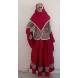 Traditional Iranian Handmade Qajar Women’s Outfit with Flared Sleeves, Termeh Jacket, Coin Hat and Pleated Skirt