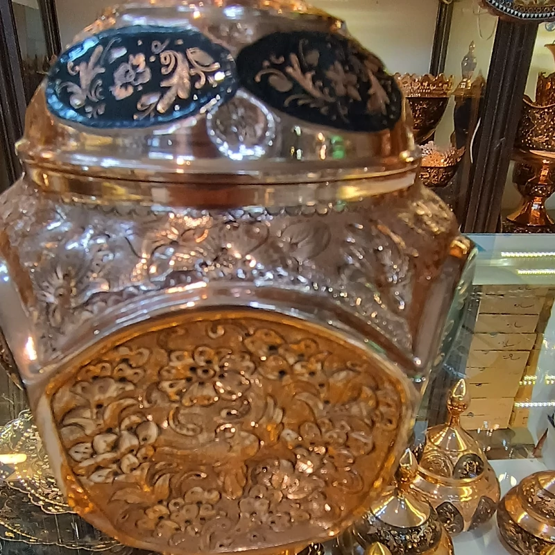 Persian Copper Sugar Bowl – Intricate Hand Engraving