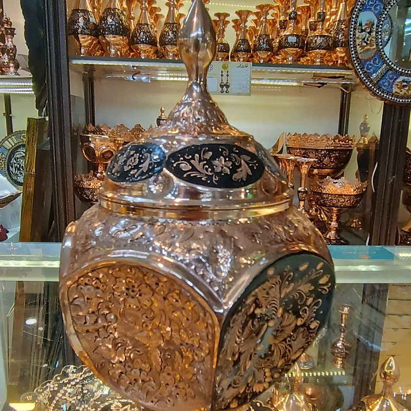 Main image of Persian Copper Sugar Bowl – Intricate Hand Engraving