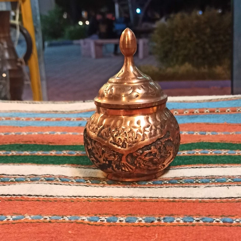 Main image of Persian Copper Sugar Bowl – Traditional Engraving