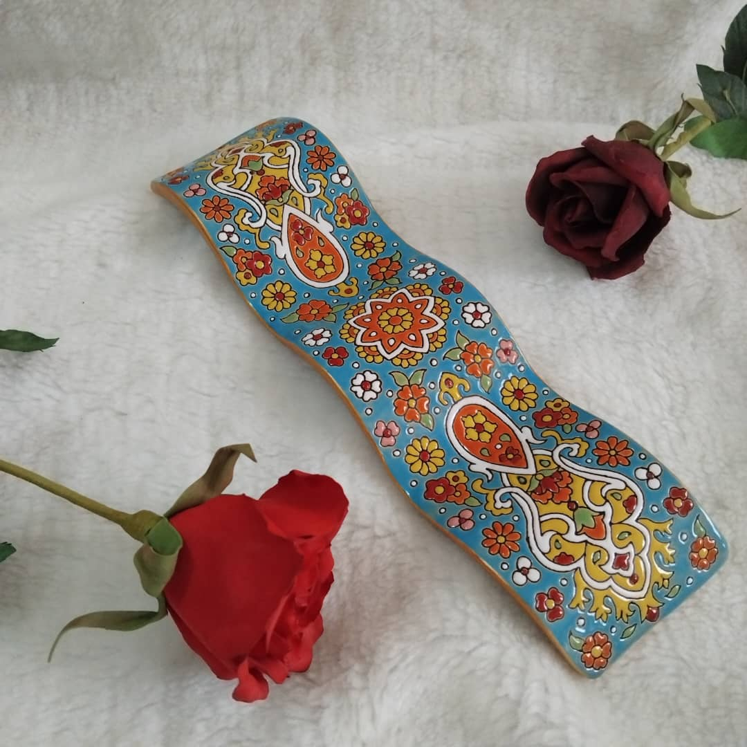 Persian Handcrafted & Hand-Painted Pottery Incense Holder – Wave Design