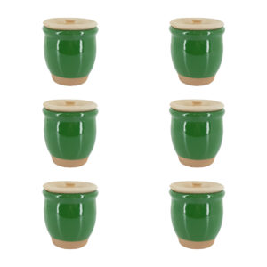 Persian Pottery Spice & Condiment Jar Set – Dizi Cooking Pot Shape, 6-Piece