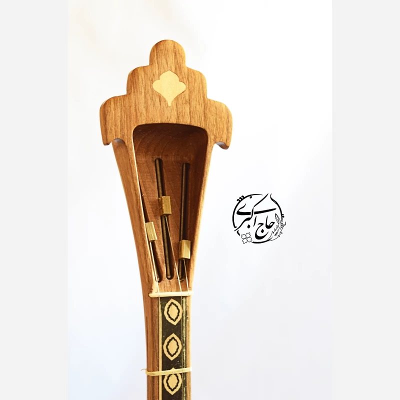 Persian Tanbur by Haj Akbari – Long-Necked Lute with Peacock-Head Pegbox, Mulberry Bowl & Walnut Neck Inlay