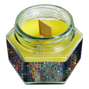 Persian Tile-Inspired Jar Candle with Wooden Wick –  Bring Serenity and Sophisticated Style to Your Home