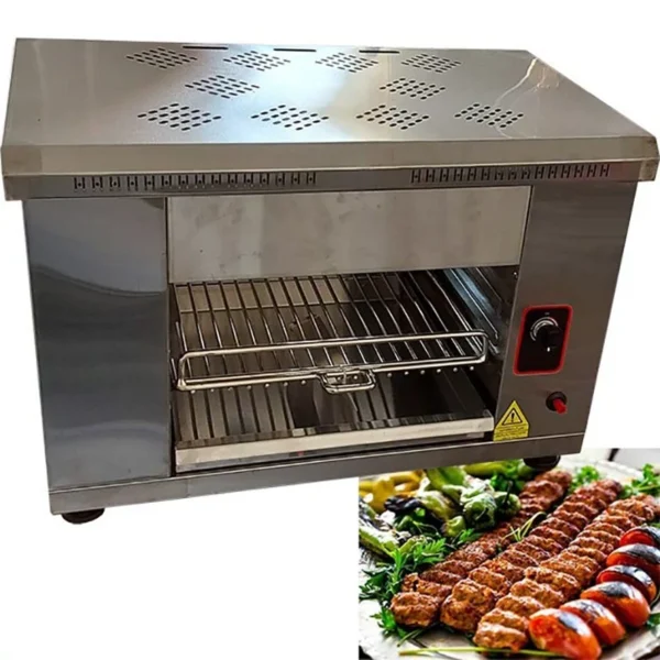 Professional Stainless Steel Top-Heat Gas Grill – Perfect for Kebab, Steak & BBQ