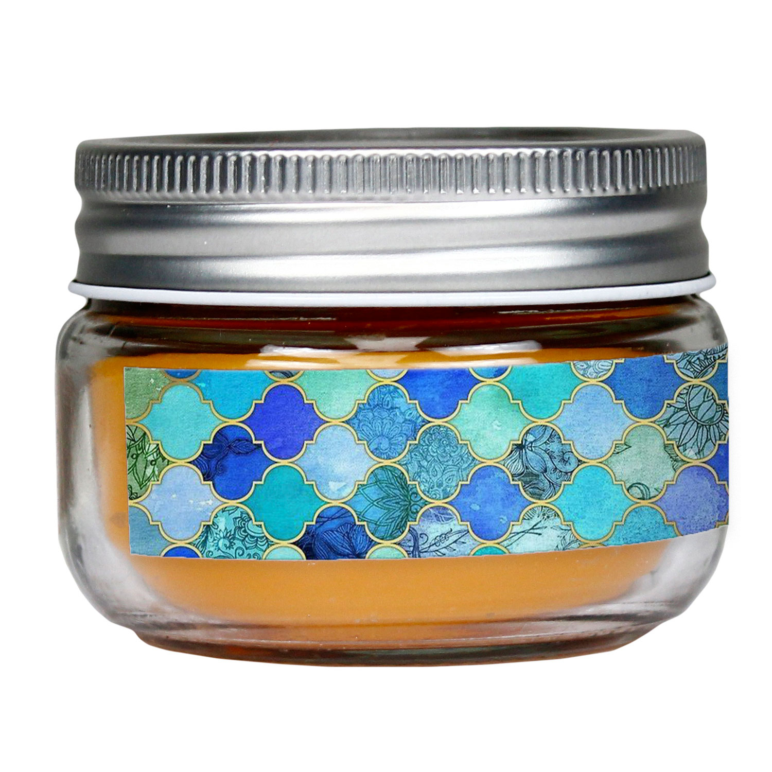 Persian Scented Jar Candle with Wooden Wick, Tile Design Glass – Perfect for Home Décor, Relaxation, and Gift Giving