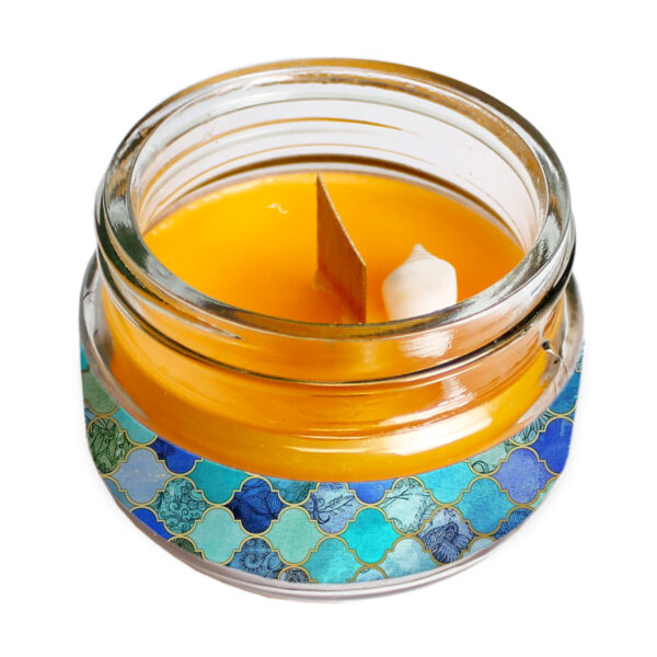 Scented Jar Candle with Wooden Wick, Tile Design Glass – Perfect for Home Décor, Relaxation, and Gift Giving (2)