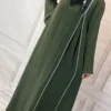 Thumbnail 4: Solid Long Kaftan Abaya with Minimalist Vertical White Line – Lightweight and Comfortable