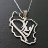 Thumbnail 2: Steel Iran Map Necklace with Persian Typography – Silver & Gold Chain
