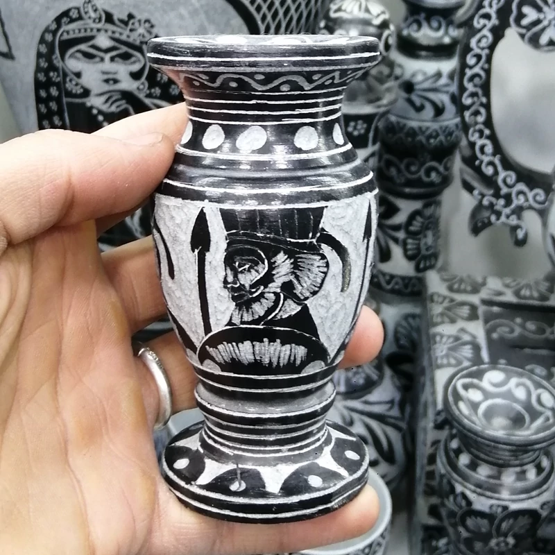 Main image of Stone Incense Burner – Achaemenid Soldier Carved Vase for Calm & Home Decor