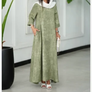 Sunny Beach Closed Front Kaftan with Back Zipper, Matching Removable Belt and 3/4 Sleevs