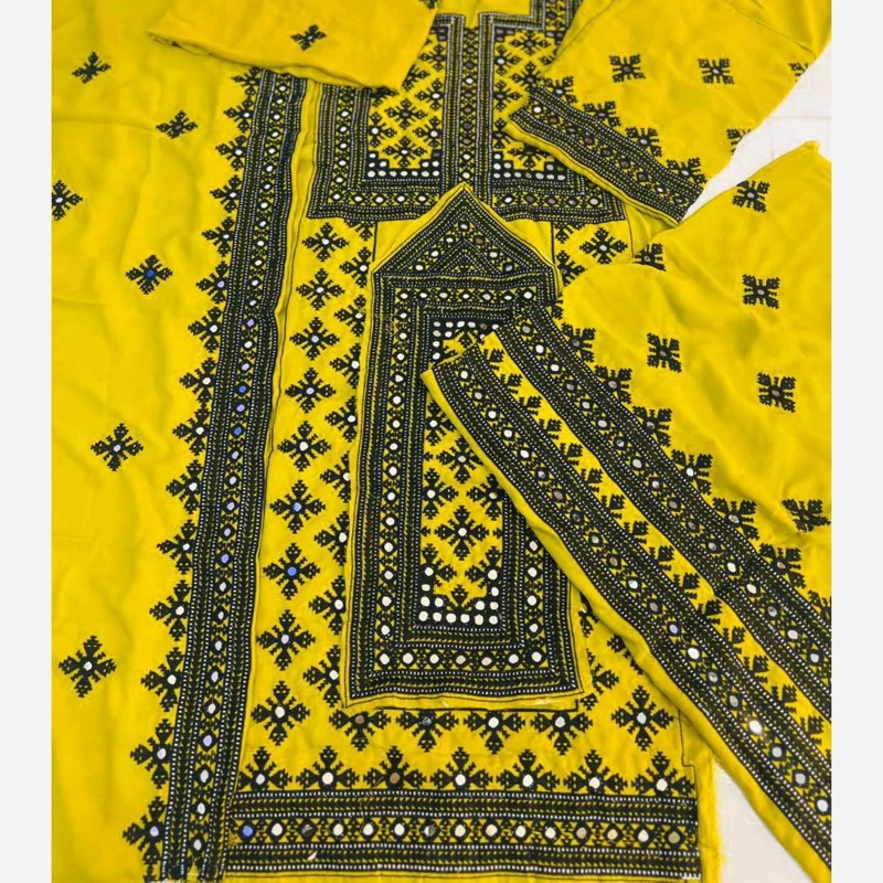 Traditional Balochi Dress – Elegant Hand-Embroidered Mirror Work, Perfect for Adults 12 and Up