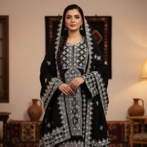 Traditional Balochi Dress – Handcrafted Mirror Embroidery, Stylish Design for Adults