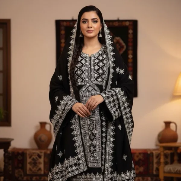 Traditional Balochi Dress – Handcrafted Mirror Embroidery, Stylish Design for Adults (4)