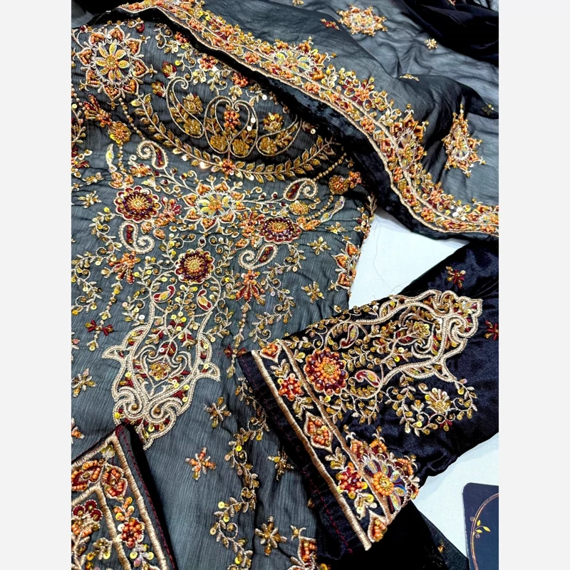 Traditional Balochi Dress – Machine Stitched with Banarsi Fabric, Exquisite Mirror Work & Suitable For Ceremonies