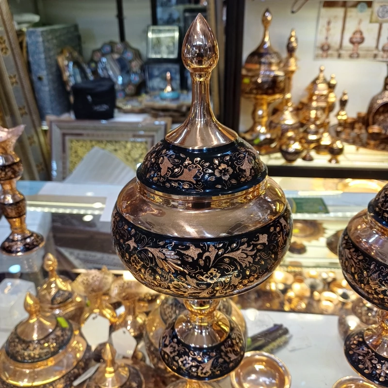 Main image of Traditional Persian Copper Sugar Bowl with Base – Handcrafted Engraving