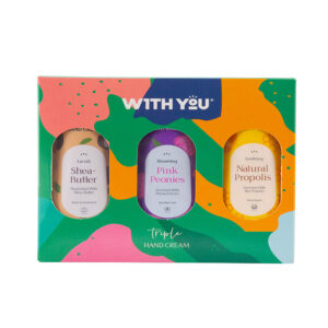 WITH YOU Hand Cream – Set of 3: Natural Propolis, Shea Butter & Pink Peonies, 50ml