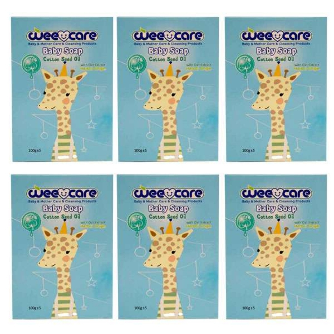 Main image of Wee Care Cottonseed Oil Baby Soap – Moisturizing & Gentle, 100g (x6)