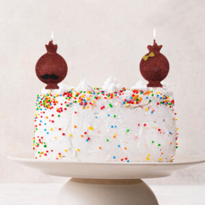 Yalda Design Pomegranate Cake Topper Candle Set – Two Glittery Decorative Candles for Festive Cakes and Celebrations