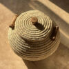 Thumbnail 7: Persian Traditional Kapu - Handwoven Palm Leaf Storage Basket with One-Piece Lid and Wooden Handles