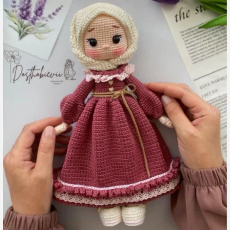 Handwoven Amigurumi Crochet Hijab Doll – Stylish Girl with Removable Outfit | Wired, Washable, Durable Eyes