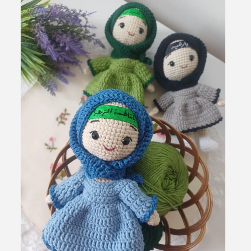 Handwoven Amigurumi Crochet Hijab Doll – Girl with Islamic Headband | Religious Gift Pack
