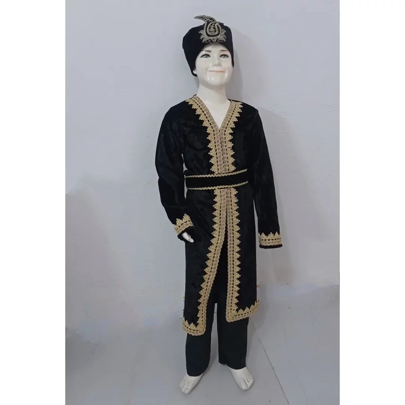 Traditional Iranian Handmade Qajar Men’s Outfit with Velvet Belt and Hat – Authentic Persian Heritage Clothing