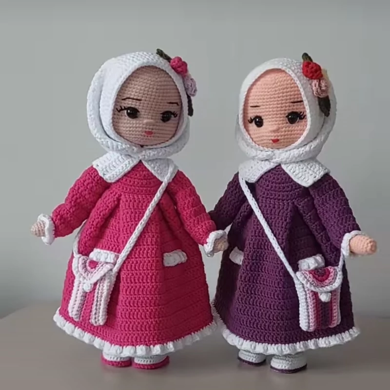 Amigurumi Handwoven Hijabi Crochet Doll – Girl in Colorful Modest Dress | Fabric Toy for Play, Decor & Taklif Ceremony