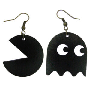 Plexiglass Pac‑Man & Ghost Design Earrings in Retro Gaming Style – Lightweight Dangle Pair