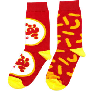 Red Fancy Mismatch Socks with Pofak‑Namaki Pattern in Crew‑Length Novelty for Adults