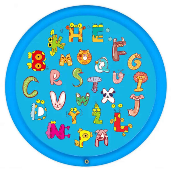 Inflatable Alphabet Splash Pad – Outdoor Sprinkler Water Mat with A‑Z Cartoon Letters – Fun Fountain Play Pad for Kids