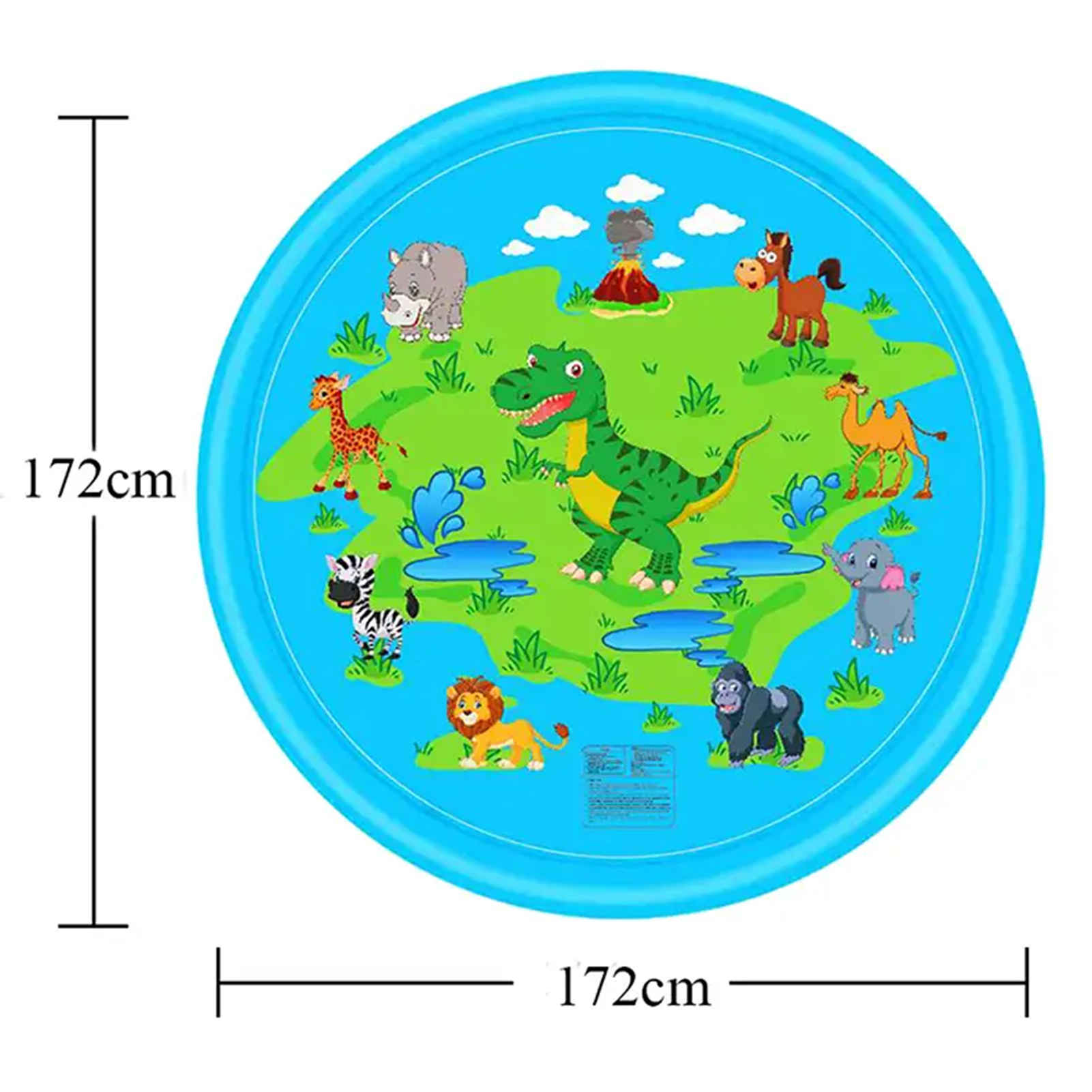 Inflatable Dinosaur & Jungle Animals Splash Pad – Outdoor Sprinkler Water Mat – Fun Fountain Play Pad for Kids