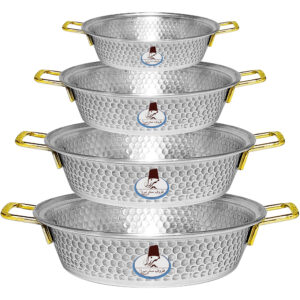 4‑Piece Aluminum Frying Pan Set with Gold Metal Handles – Non-Stick Cookware for Everyday Use