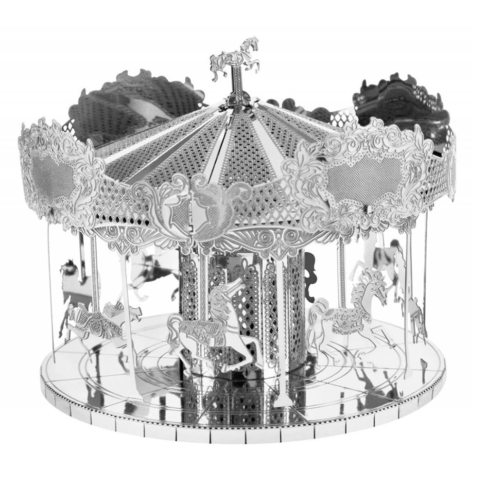 3D Metal Puzzle Construction Kit – Carousel Model (Build-It-Yourself Assembly Puzzle)