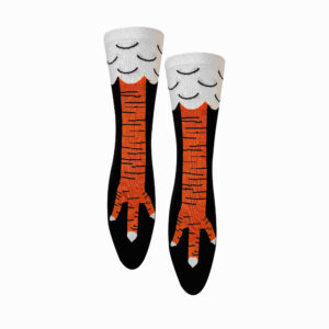 Black Fancy Socks with Funny Chicken‑Leg Pattern in Crew‑Length Novelty for Adults