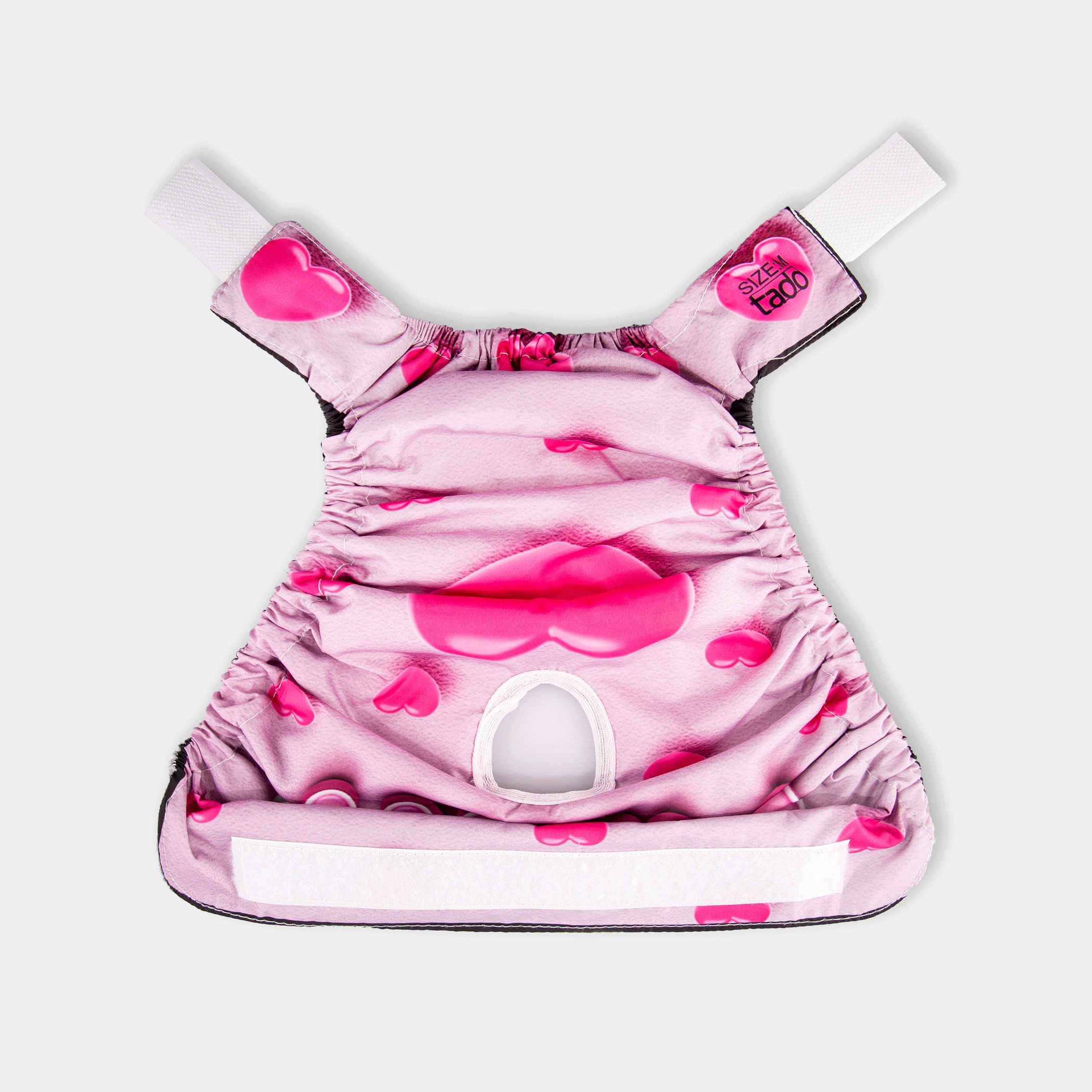 Pink Dog Diaper – Size S, Heart Pattern with “PINKY” Design, Washable and Adjustable
