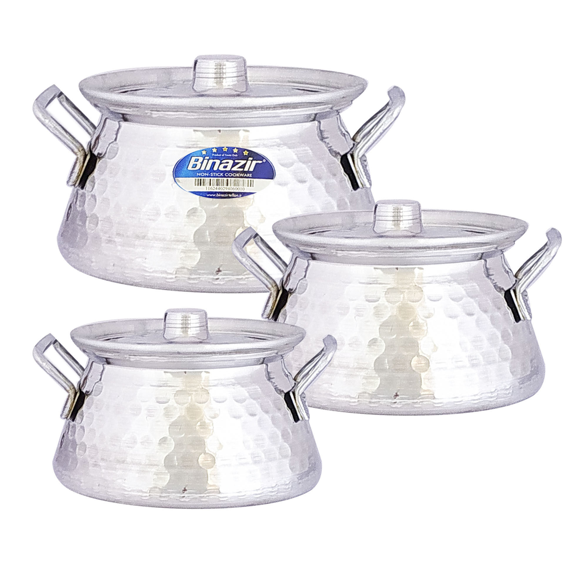 6‑Piece Hammered Aluminum Stock Pot Cookware Set – Durable Everyday Kitchen Pots